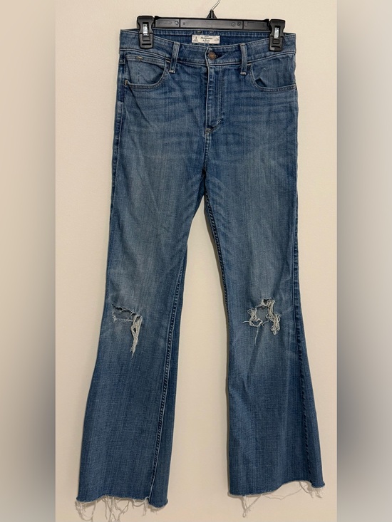 Abercrombie & Fitch Denim - Abercrombie & Fitch Women's Distressed Mid-Blue Flare Jeans